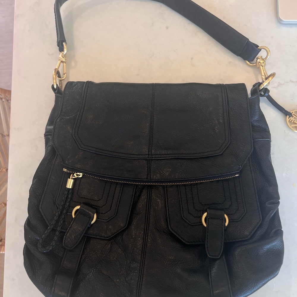 The SAK soft black leather shoulder bag satchel handbag purse